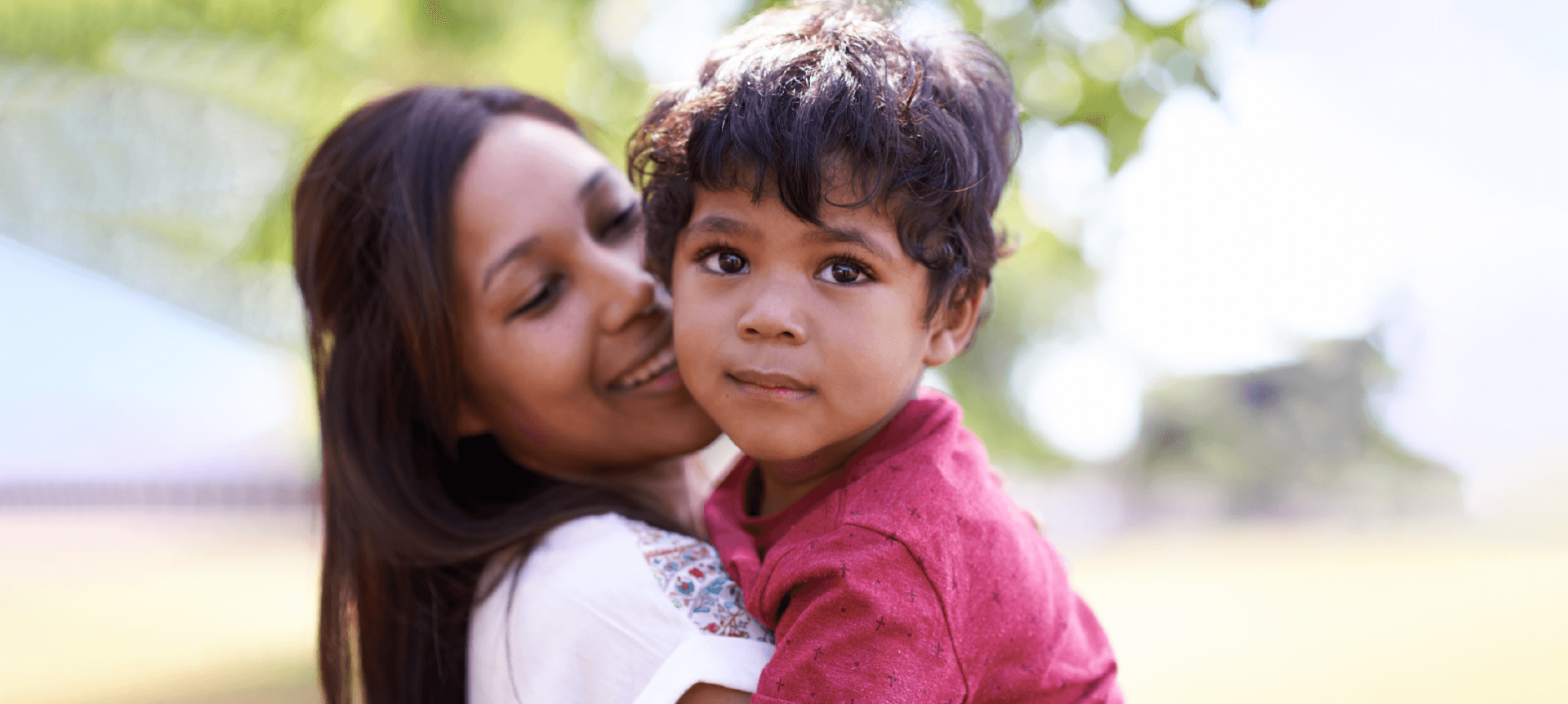 Mother holding son