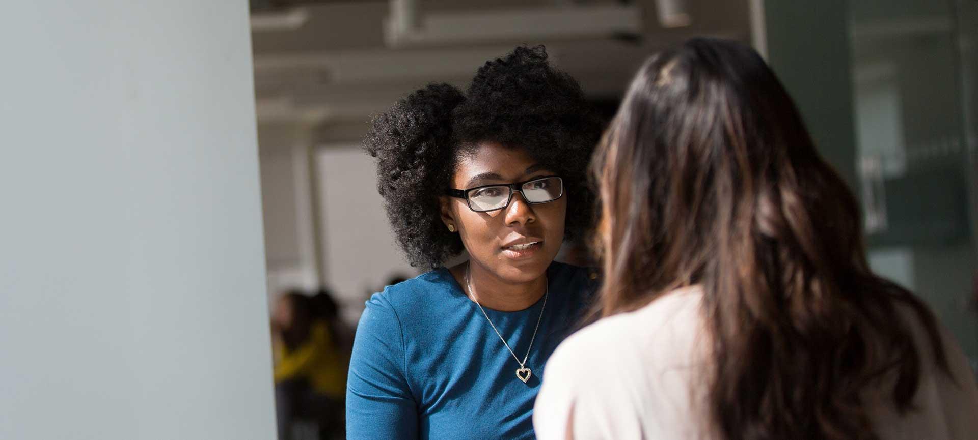 Two women talking