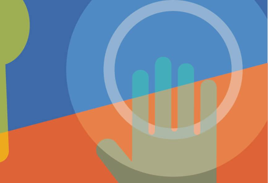 Illustration of hand using mobile device