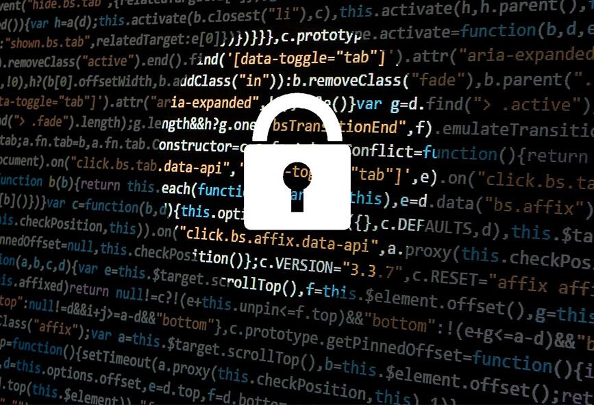 Padlock over lines of code