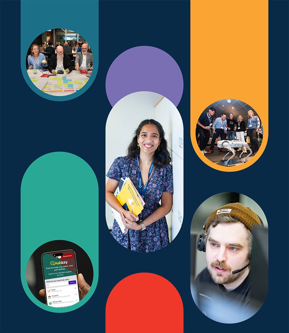 The 2025 Annual report cover featuring images of people working and celebrating at Infoxchange