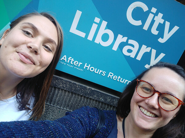 Lena and Claire from the Ask Izzy team at Melbourne City Library Lena and Claire from the Ask Izzy team at Melbourne City Library