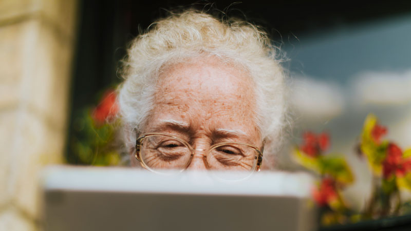 Older woman using a tablet