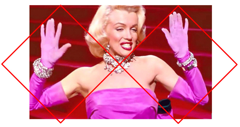 Marilyn Monroe with two diamond shapes overlayed